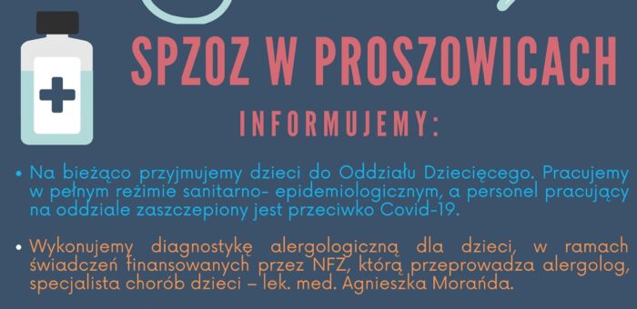 Oddział Dziecięcy z Pododdziałem Alergologii i Pulmonologii przyjmuje dzieci do planowej diagnostyki alergologicznej oraz do diagnostyki pulmonologicznej.