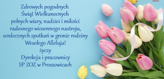 Szanowni Państwo!                 W imieniu Dyrekcji SPZOZ w Proszowicach oraz wszystkich pracowników, przesyłamy serdeczne życzenia świąteczne?? Niech zbliżające się Święta Wielkanocne będą dla Państwa czasem spokoju i nadziei???????